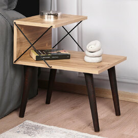 Croselle Wooden Bedside Table With Beech Legs In Pine