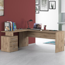 Champlin Wooden Corner Laptop Desk In Wotan Oak