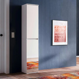 Cubix Mirrored Hallway Shoe Storage Cabinet With 2 Doors In White