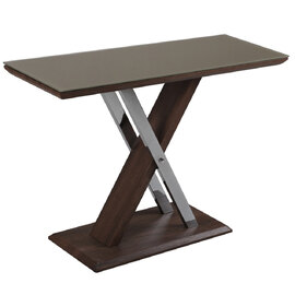 Cudahy Khaki Glass Console Table With Dark Wooden Base