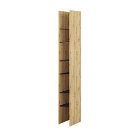 Cyan Wooden Bookcase Narrow With 6 Shelves In Artisan Oak