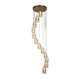 Cyclone 12 Light Champagne Glass Pendant Light In Bronze