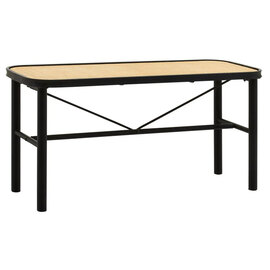 Daire Wooden Hallway Seating Bench With Natural Rattan Seat