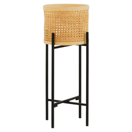 Daire Wooden Plant Stand Small With Cross Legs In Black