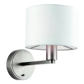 Daley Wall Light In Nickel And White Faux Silk
