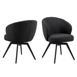 Dallas Black Fabric Dining Chairs With Metal Legs In Pair