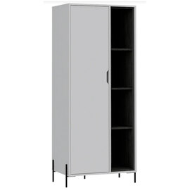 Dunster Wooden Display Cabinet With 1 Door In White And Black