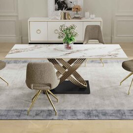 Dalviro Ceramic Dining Table in White Gloss
