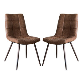 Danbury Brown Faux Leather Dining Chairs In Pair