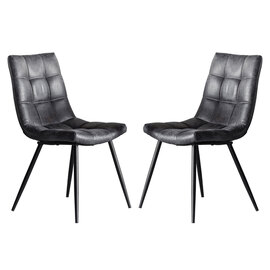 Danbury Grey Faux Leather Dining Chairs In Pair