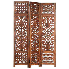 Danessa Wooden 3 Panels 120cm x 165cm Room Divider In Brown