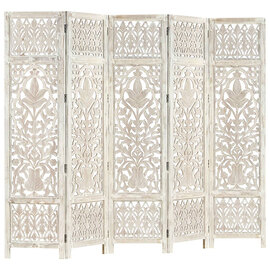 Danessa Wooden 5 Panels 200cm x 165cm Room Divider In White