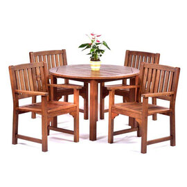 Danil Hardwood Dining Table Round And 4 Armchairs