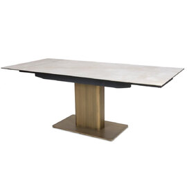 Danvera Ceramic Extending Dining Table In Oak And Smoke Grey