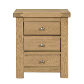 Danville Wooden Bedside Cabinet With 3 Drawers In Oak