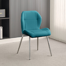 Darcy Faux Leather Dining Chair In Teal With Chrome Legs