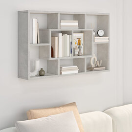 Darko Rectangular Wooden Wall Shelf In Concrete Effect