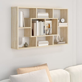 Darko Rectangular Wooden Wall Shelf In Sonoma Oak