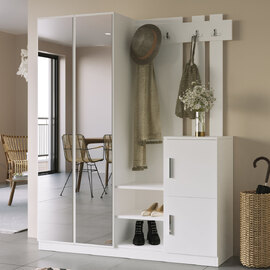 Davero Wooden Hallway Storage Cabinet With 2 Glass Doors In White