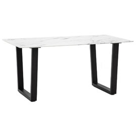 Dayton Rectangular Glass Dining Table In White Marble Effect