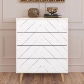 Davis Wooden Chest Of 4 Drawers In Dusty Grey And White