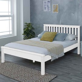 Dayton Wooden Double Bed In White