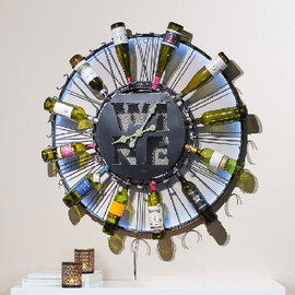 Daziro Iron Bottle Shape Round Wall Clock in Multicolour