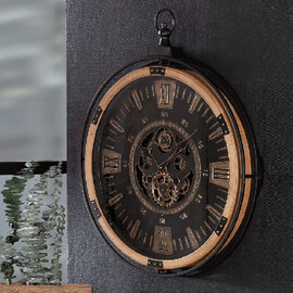 Daziro Metal Round Antique Wall Clock in Black