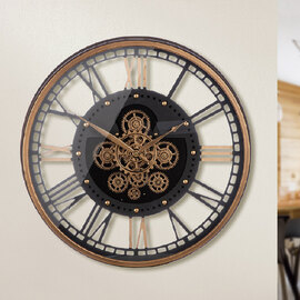 Daziro Metal Round Wall Clock in Black and Copper