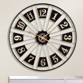 Daziro Metal Round Wall Clock in Black and Gold
