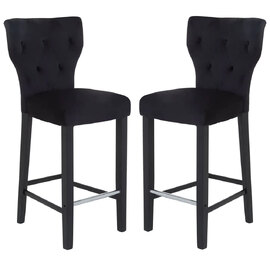 Deadwood Black Velvet Bar Stools In Pair