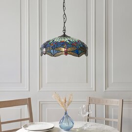 Dearborn Tiffany Glass 3 Pendant Light In Multicolour