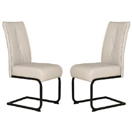 Decatur Natural Leather Dining Chairs With Black Legs In Pair