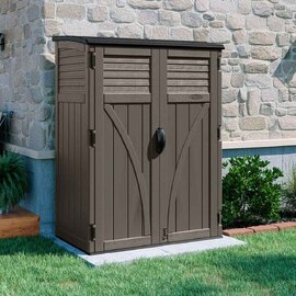 Decluttered Reinforced Resin Garden Storage Cabinet in Stone Grey