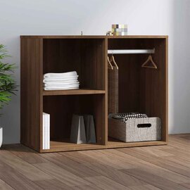 Deion Wooden Clothes Storage With Self In Brown Oak