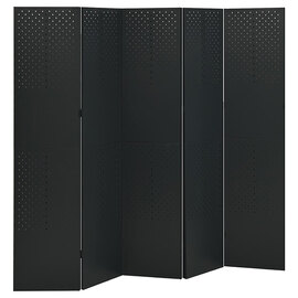 Deliz Steel 5 Panels 200cm x 180cm Room Divider In Black