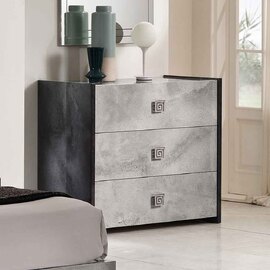 Delora High Gloss Chest of 3 Drawers in Grey Stone Effect