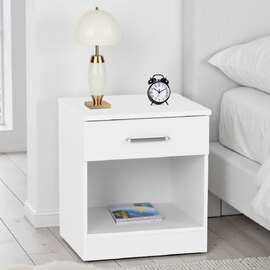 Delrion Wooden Bedside Cabinet in White