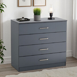 Delrion Wooden Chest Of 4 Drawers in Dark Grey