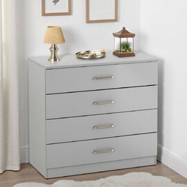 Delrion Wooden Chest Of 4 Drawers in Light Grey