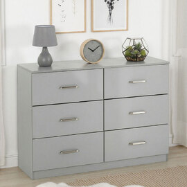 Delrion Wooden Chest Of 6 Drawers in Light Grey