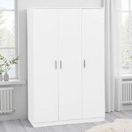 Delrion Wooden Wardrobe with 3 Doors in White