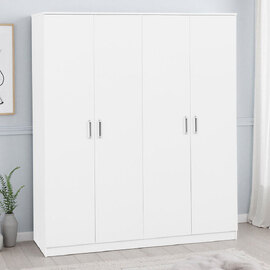 Delrion Wooden Wardrobe with 4 Doors in White