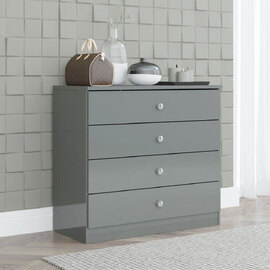 Delvian High Gloss Effect Chest Of 4 Drawers in Grey
