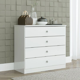 Delvian High Gloss Effect Chest Of 4 Drawers in White