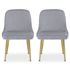 Demine Grey Velvet Dining Chairs In A Pair