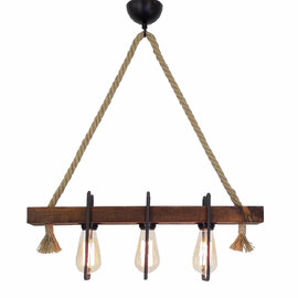 Demir 3 Light Wooden Ceiling Pendant Light in Walnut