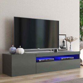 Denton High Gloss TV Stand With 1 Door And LED Light In Anthracite