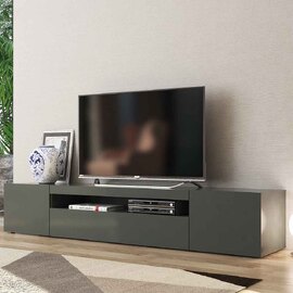 Denton High Gloss TV Stand With 2 Doors And LED Light In Anthracite