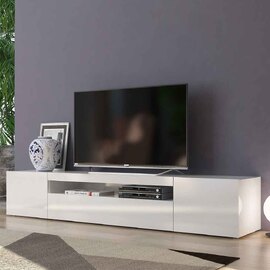 Denton High Gloss TV Stand With 2 Doors And LED Light In White